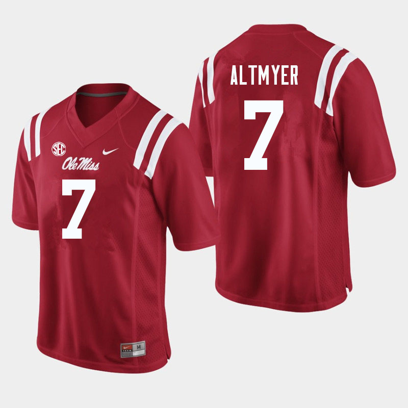Men #7 Luke Altmyer Ole Miss Rebels College Football Jerseys Sale-Red - Click Image to Close